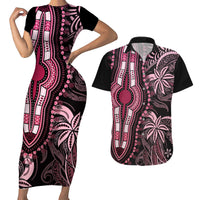Polynesia Dashiki Couples Matching Short Sleeve Bodycon Dress and Hawaiian Shirt Polynesia and Africa Traditional Special Together Pink LT9 Pink - Polynesian Pride
