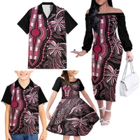 Polynesia Dashiki Family Matching Off Shoulder Long Sleeve Dress and Hawaiian Shirt Polynesia and Africa Traditional Special Together Pink LT9 - Polynesian Pride