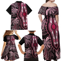 Polynesia Dashiki Family Matching Off Shoulder Maxi Dress and Hawaiian Shirt Polynesia and Africa Traditional Special Together Pink LT9 - Polynesian Pride