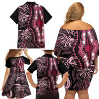 Polynesia Dashiki Family Matching Off Shoulder Short Dress and Hawaiian Shirt Polynesia and Africa Traditional Special Together Pink LT9 - Polynesian Pride