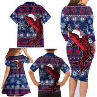 Samoa Manuia Le Kirisimasi Family Matching Long Sleeve Bodycon Dress and Hawaiian Shirt Samoan Fishing Tribal Pattern Christmas Vibe LT9 - Polynesian Pride