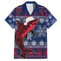 Samoa Manuia Le Kirisimasi Family Matching Off Shoulder Maxi Dress and Hawaiian Shirt Samoan Fishing Tribal Pattern Christmas Vibe LT9 Dad's Shirt - Short Sleeve Red - Polynesian Pride