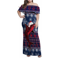 Samoa Manuia Le Kirisimasi Family Matching Off Shoulder Maxi Dress and Hawaiian Shirt Samoan Fishing Tribal Pattern Christmas Vibe LT9 Mom's Dress Red - Polynesian Pride