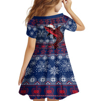 samoa-manuia-le-kirisimasi-kid-short-sleeve-dress-samoan-fishing-tribal-pattern-christmas-vibe
