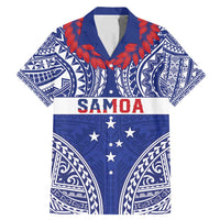 Personalised Toa Samoa Rugby Spirit Family Matching Mermaid Dress and Hawaiian Shirt Blue Samoan Tribal Pattern LT9 Dad's Shirt - Short Sleeve Blue - Polynesian Pride
