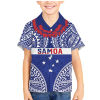 Personalised Toa Samoa Rugby Spirit Family Matching Mermaid Dress and Hawaiian Shirt Blue Samoan Tribal Pattern LT9 Son's Shirt Blue - Polynesian Pride