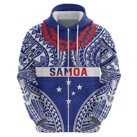 Personalised Toa Samoa Rugby Spirit Hoodie Blue Samoan Tribal Pattern - Polynesian Pride
