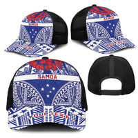 Personalised Toa Samoa Rugby Spirit Mesh Trucker Cap Blue Samoan Tribal Pattern LT9 - Polynesian Pride
