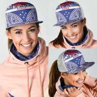 Personalised Toa Samoa Rugby Spirit Mesh Trucker Cap Blue Samoan Tribal Pattern LT9 - Polynesian Pride