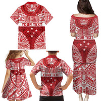 Personalised Toa Samoa Rugby Spirit Family Matching Puletasi and Hawaiian Shirt Red Samoan Tribal Pattern LT9 - Polynesian Pride