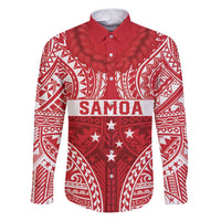 Personalised Toa Samoa Rugby Spirit Family Matching Puletasi and Hawaiian Shirt Red Samoan Tribal Pattern LT9 Dad's Shirt - Long Sleeve Red - Polynesian Pride