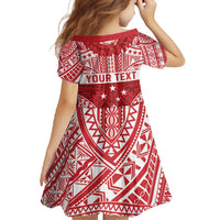 Personalised Toa Samoa Rugby Spirit Family Matching Short Sleeve Bodycon Dress and Hawaiian Shirt Red Samoan Tribal Pattern LT9 - Polynesian Pride