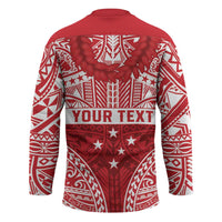Personalised Toa Samoa Rugby Spirit Hockey Jersey Red Samoan Tribal Pattern - Polynesian Pride
