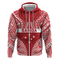 Personalised Toa Samoa Rugby Spirit Hoodie Red Samoan Tribal Pattern - Polynesian Pride