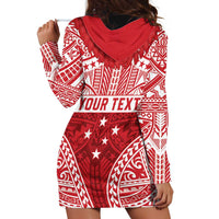 Personalised Toa Samoa Rugby Spirit Hoodie Dress Red Samoan Tribal Pattern - Polynesian Pride