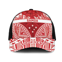 Personalised Toa Samoa Rugby Spirit Mesh Trucker Cap Red Samoan Tribal Pattern LT9 One Size Black Red - Polynesian Pride