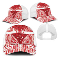 Personalised Toa Samoa Rugby Spirit Mesh Trucker Cap Red Samoan Tribal Pattern LT9 - Polynesian Pride