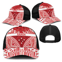 Personalised Toa Samoa Rugby Spirit Mesh Trucker Cap Red Samoan Tribal Pattern LT9 - Polynesian Pride