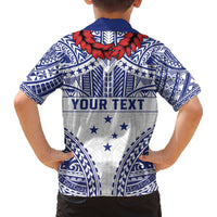 Personalised Toa Samoa Rugby Spirit Family Matching Off The Shoulder Long Sleeve Dress and Hawaiian Shirt White Samoan Tribal Pattern LT9 - Polynesian Pride