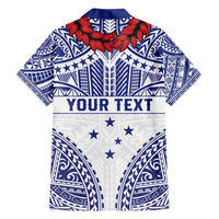 Personalised Toa Samoa Rugby Spirit Family Matching Off Shoulder Short Dress and Hawaiian Shirt White Samoan Tribal Pattern LT9 - Polynesian Pride