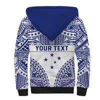 Personalised Toa Samoa Rugby Spirit Sherpa Hoodie White Samoan Tribal Pattern - Polynesian Pride