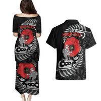 ANZAC Day Aotearoa Silver Fern Maori Personalised Couples Matching Puletasi and Hawaiian Shirt LT9 - Polynesian Pride
