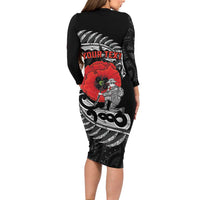 ANZAC Day Aotearoa Silver Fern Maori Personalised Family Matching Long Sleeve Bodycon Dress and Hawaiian Shirt LT9 - Polynesian Pride