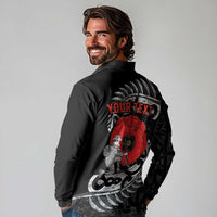 ANZAC Day Aotearoa Silver Fern Maori Personalised Long Sleeve Polo Shirt
