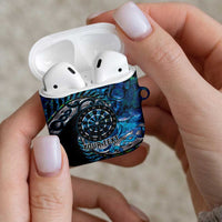 New Zealand Darts Personalised AirPods Case Aotearoa Silver Fern Blue Papua Shell Spirit LT9 - Polynesian Pride