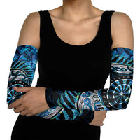 New Zealand Darts Personalised Arm Sleeves Aotearoa Silver Fern Blue Papua Shell Spirit LT9 - Polynesian Pride