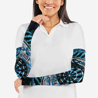 New Zealand Darts Personalised Arm Sleeves Aotearoa Silver Fern Blue Papua Shell Spirit LT9 - Polynesian Pride