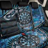 New Zealand Darts Personalised Back Car Seat Cover Aotearoa Silver Fern Blue Papua Shell Spirit LT9 - Polynesian Pride