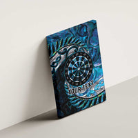 New Zealand Darts Personalised Canvas Wall Art Aotearoa Silver Fern Blue Papua Shell Spirit LT9 - Polynesian Pride