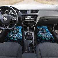 New Zealand Darts Personalised Car Mats Aotearoa Silver Fern Blue Papua Shell Spirit LT9 Set 2pcs - Front Blue - Polynesian Pride