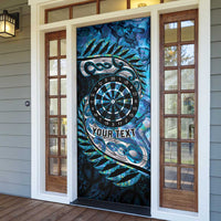 New Zealand Darts Personalised Door Cover Aotearoa Silver Fern Blue Papua Shell Spirit LT9 - Polynesian Pride