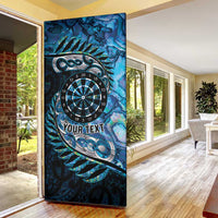 New Zealand Darts Personalised Door Cover Aotearoa Silver Fern Blue Papua Shell Spirit LT9 - Polynesian Pride