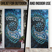 New Zealand Darts Personalised Door Cover Aotearoa Silver Fern Blue Papua Shell Spirit LT9 - Polynesian Pride