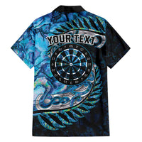 New Zealand Darts Personalised Family Matching Off Shoulder Short Dress and Hawaiian Shirt Aotearoa Silver Fern Blue Papua Shell Spirit LT9 - Polynesian Pride