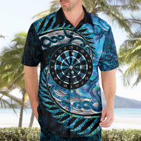 New Zealand Darts Personalised Hawaiian Shirt Aotearoa Silver Fern Blue Papua Shell Spirit LT9 - Polynesian Pride