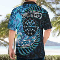 New Zealand Darts Personalised Hawaiian Shirt Aotearoa Silver Fern Blue Papua Shell Spirit LT9 - Polynesian Pride