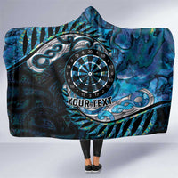 New Zealand Darts Personalised Hooded Blanket Aotearoa Silver Fern Blue Papua Shell Spirit LT9 One Size Blue - Polynesian Pride