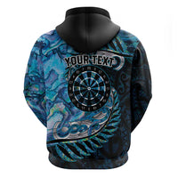 New Zealand Darts Personalised Hoodie Aotearoa Silver Fern Blue Papua Shell Spirit LT9 - Polynesian Pride