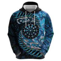 New Zealand Darts Personalised Hoodie Aotearoa Silver Fern Blue Papua Shell Spirit LT9 - Polynesian Pride