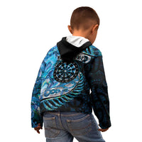 New Zealand Darts Personalised Kid Hoodie Aotearoa Silver Fern Blue Papua Shell Spirit LT9 - Polynesian Pride