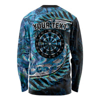 New Zealand Darts Personalised Long Sleeve Shirt Aotearoa Silver Fern Blue Papua Shell Spirit LT9 - Polynesian Pride
