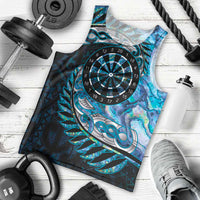 New Zealand Darts Personalised Men Tank Top Aotearoa Silver Fern Blue Papua Shell Spirit LT9 - Polynesian Pride