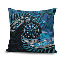 New Zealand Darts Personalised Pillow Cover Aotearoa Silver Fern Blue Papua Shell Spirit LT9 Blue - Polynesian Pride