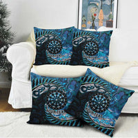 New Zealand Darts Personalised Pillow Cover Aotearoa Silver Fern Blue Papua Shell Spirit LT9 - Polynesian Pride