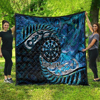 New Zealand Darts Personalised Quilt Aotearoa Silver Fern Blue Papua Shell Spirit LT9 - Polynesian Pride