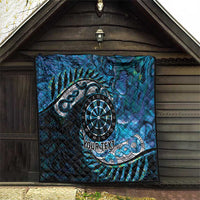 New Zealand Darts Personalised Quilt Aotearoa Silver Fern Blue Papua Shell Spirit LT9 - Polynesian Pride
